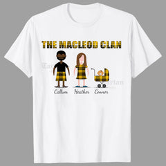 Scottish Clan Personalised Family Portrait T-Shirt – Unisex & Kids Sizes (Printed in the USA)