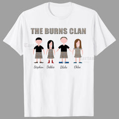 Scottish Clan Personalised Family Portrait T-Shirt – Unisex & Kids Sizes (Printed in the USA)