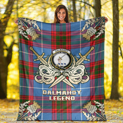 Clan Dalmahoy Tartan Gold Courage Symbol Blanket RR95 Clan Dalmahoy Tartan Today