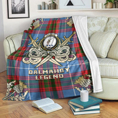 Clan Dalmahoy Tartan Gold Courage Symbol Blanket RR95 Clan Dalmahoy Tartan Today