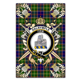Clan Dalrymple Tartan Crest Black Garden Flag - Gold Thistle TI60 Clan Dalrymple Tartan Today