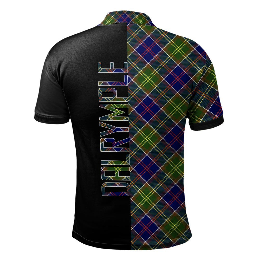 Clan Dalrymple Tartan Polo Shirt Half of Me - Cross Style IL98 Dalrymple Tartan Tartan Polo