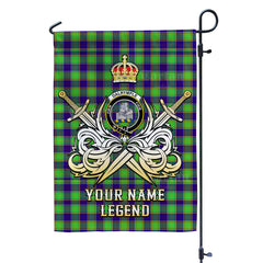 Custom Name Clan Dalrymple Tartan Garden Flag with Clan Crest and the Golden Sword of Courageous Legacy YB39