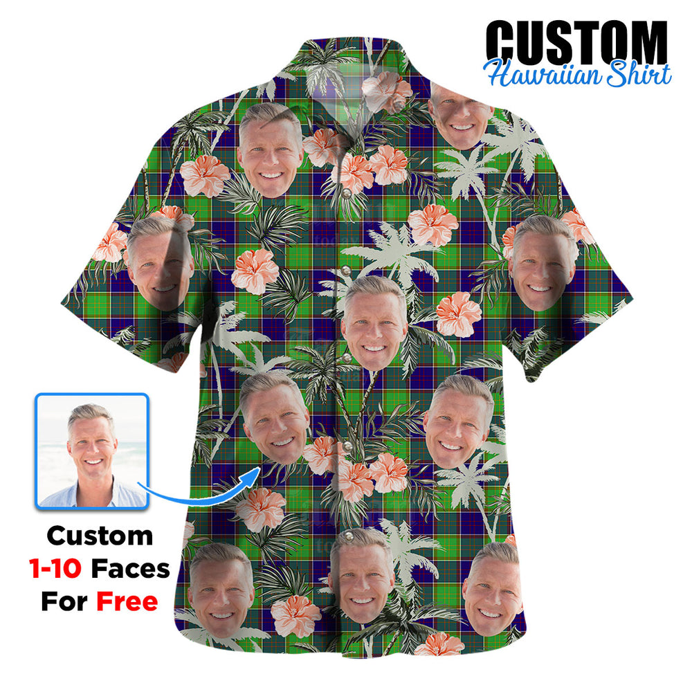 Clan Dalrymple Tartan Custom Face Hawaiian Shirt – Unisex Gift for Family Members, Summer Party GQ13 Dalrymple Tartan Tartan Hawaii Shirt