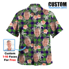 Clan Dalrymple Tartan Custom Face Hawaiian Shirt – Unisex Gift for Family Members, Summer Party GQ13 Dalrymple Tartan Tartan Hawaii Shirt