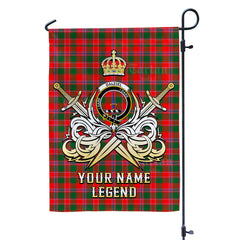 Custom Name Clan Dalziel Modern Tartan Garden Flag with Clan Crest and the Golden Sword of Courageous Legacy ES73