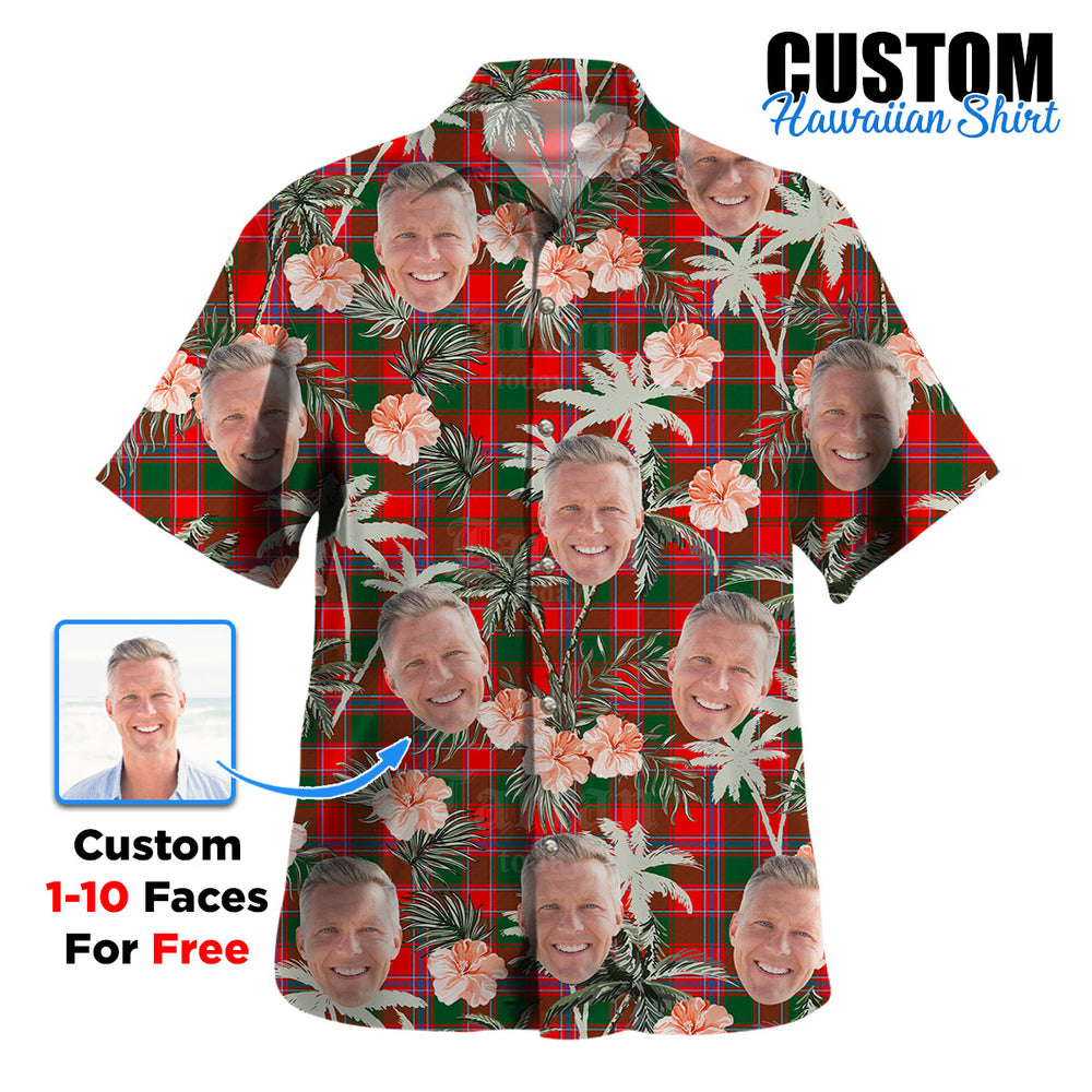 Clan Dalziel Modern Tartan Custom Face Hawaiian Shirt – Unisex Gift for Family Members, Summer Party YL47 Dalziel Modern Tartan Tartan Hawaii Shirt