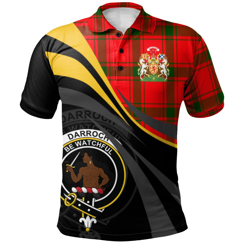 Clan Darroch Tartan Polo Shirt - Royal Coat Of Arms Style MG78 Darroch Tartan Tartan Polo