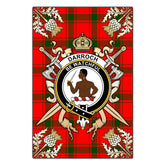 Clan Darroch Tartan Crest Black Garden Flag - Gold Thistle SZ94 Clan Darroch Tartan Today