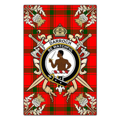 Clan Darroch Tartan Crest Black Garden Flag - Gold Thistle SZ94 Clan Darroch Tartan Today