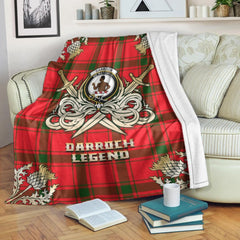 Clan Darroch Tartan Gold Courage Symbol Blanket RQ35 Clan Darroch Tartan Today