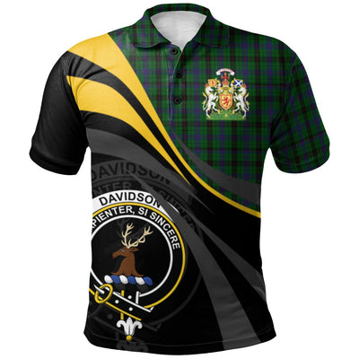 Clan Davidson Tartan Polo Shirt - Royal Coat Of Arms Style