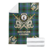 Clan Davidson Ancient Tartan Gold Courage Symbol Blanket TU42 Clan Davidson Tartan Today