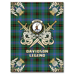 Clan Davidson Ancient Tartan Gold Courage Symbol Blanket TU42 Clan Davidson Tartan Today