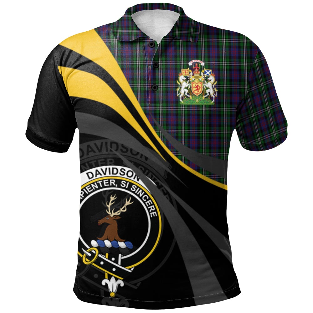 Clan Davidson Double Tartan Polo Shirt - Royal Coat Of Arms Style TD21 Davidson Double Tartan Tartan Polo