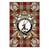 Clan Davidson Dress Dancers Tartan Crest Black Garden Flag - Gold Thistle JE94 Clan Davidson Tartan Today