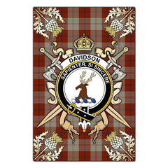Clan Davidson Dress Dancers Tartan Crest Black Garden Flag - Gold Thistle JE94 Clan Davidson Tartan Today