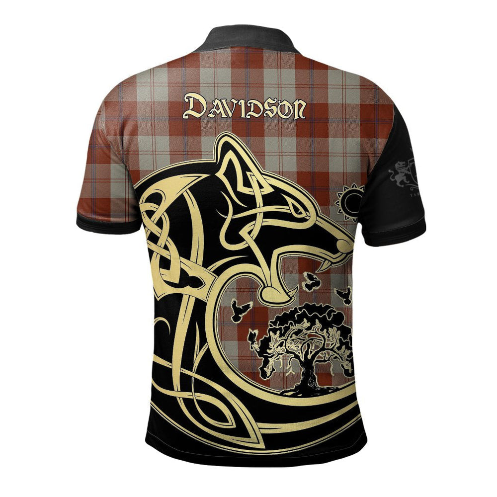Clan Davidson Dress Dancers Tartan Polo Shirt Viking Wolf LR12 Davidson Dress Dancers Tartan Tartan Polo