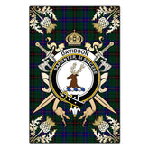 Clan Davidson Modern Tartan Crest Black Garden Flag - Gold Thistle IM80 Clan Davidson Tartan Today