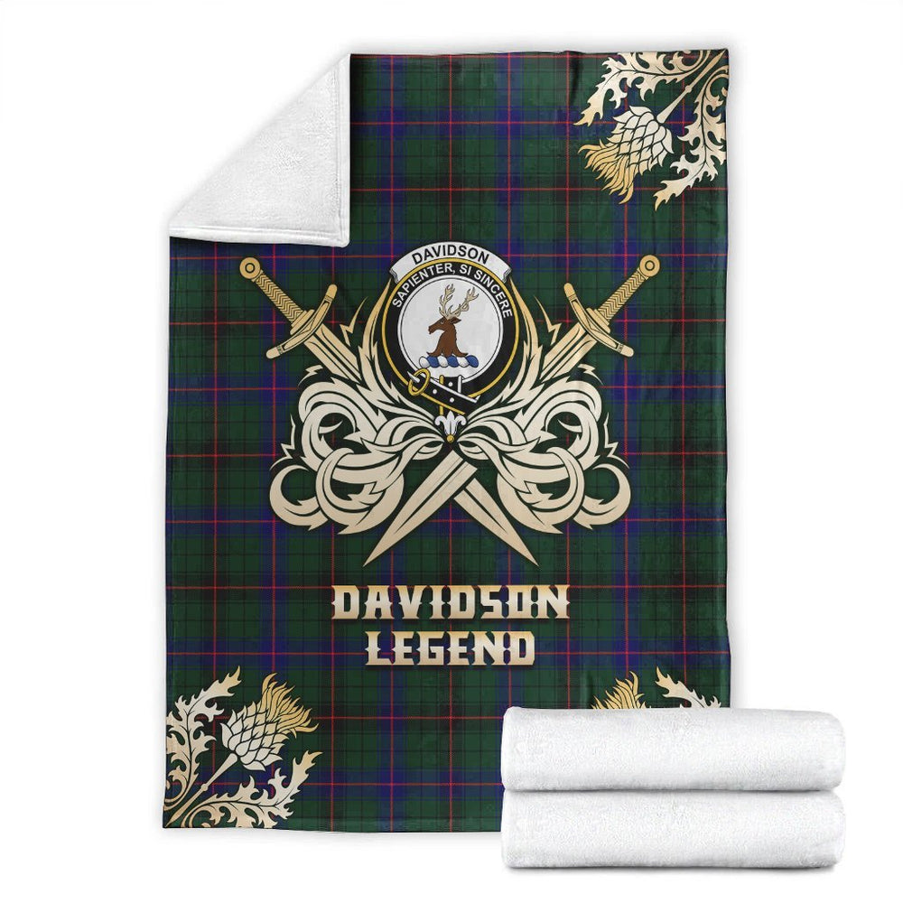 Clan Davidson Modern Tartan Gold Courage Symbol Blanket WC76 Clan Davidson Tartan Today