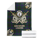 Clan Davidson Modern Tartan Gold Courage Symbol Blanket WC76 Clan Davidson Tartan Today