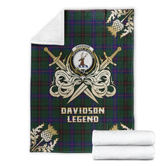 Clan Davidson Modern Tartan Gold Courage Symbol Blanket WC76 Clan Davidson Tartan Today