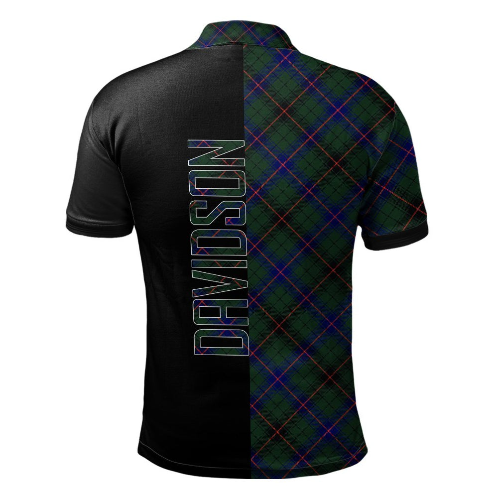 Clan Davidson Modern Tartan Polo Shirt Half of Me - Cross Style HP45 Davidson Modern Tartan Tartan Polo