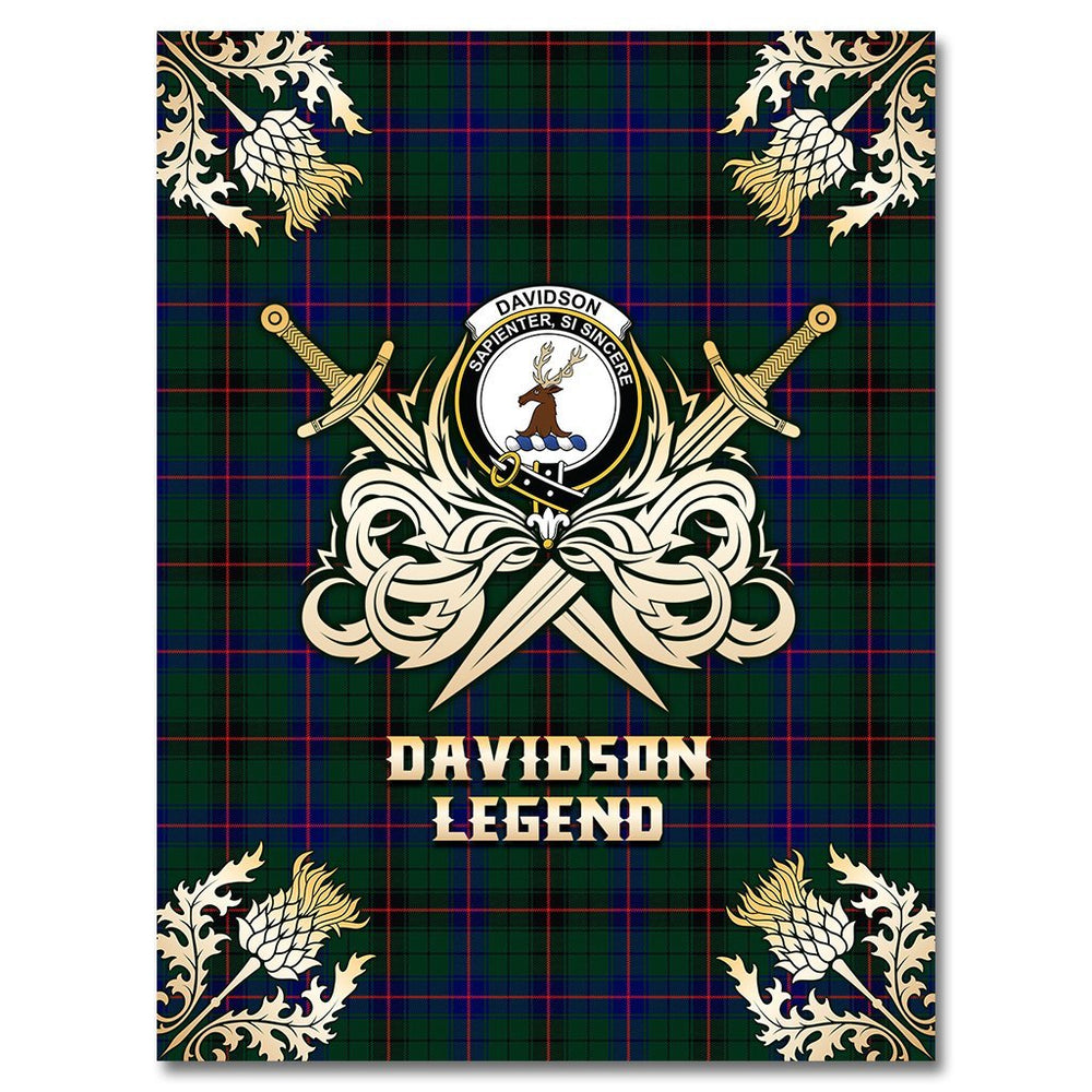 Clan Davidson Modern Tartan Gold Courage Symbol Blanket WC76 Clan Davidson Tartan Today