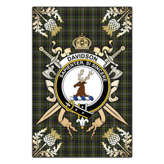 Clan Davidson Tulloch Dress Tartan Crest Black Garden Flag - Gold Thistle JP42 Clan Davidson Tartan Today