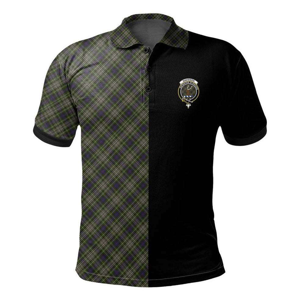 Clan Davidson Tulloch Dress Tartan Polo Shirt Half of Me - Cross Style FO58 Davidson Tulloch Dress Tartan Tartan Polo