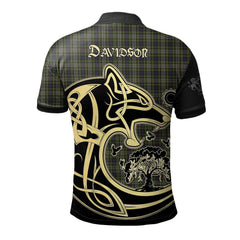 Clan Davidson Tulloch Dress Tartan Polo Shirt Viking Wolf FZ95 Davidson Tulloch Dress Tartan Tartan Polo
