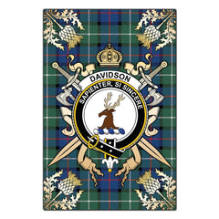 Clan Davidson of Tulloch Tartan Crest Black Garden Flag - Gold Thistle RJ44 Clan Davidson Tartan Today
