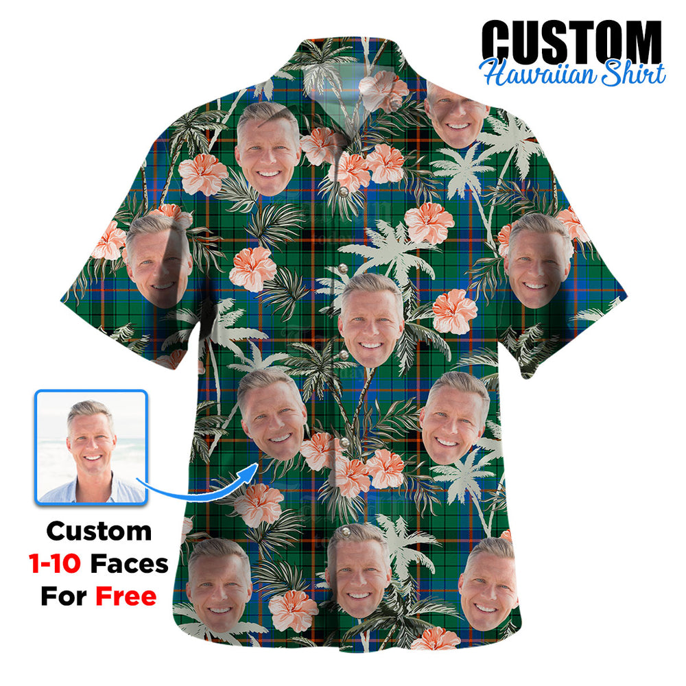 Clan Davidson Ancient Tartan Custom Face Hawaiian Shirt – Unisex Gift for Family Members, Summer Party DG75 Davidson Ancient Tartan Tartan Hawaii Shirt