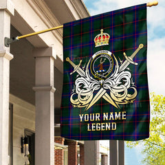 Custom Name Clan Davidson Modern Tartan Garden Flag with Clan Crest and the Golden Sword of Courageous Legacy YZ99
