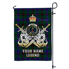 Custom Name Clan Davidson Modern Tartan Garden Flag with Clan Crest and the Golden Sword of Courageous Legacy YZ99