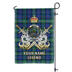 Custom Name Clan Davidson of Tulloch Tartan Garden Flag with Clan Crest and the Golden Sword of Courageous Legacy KR69