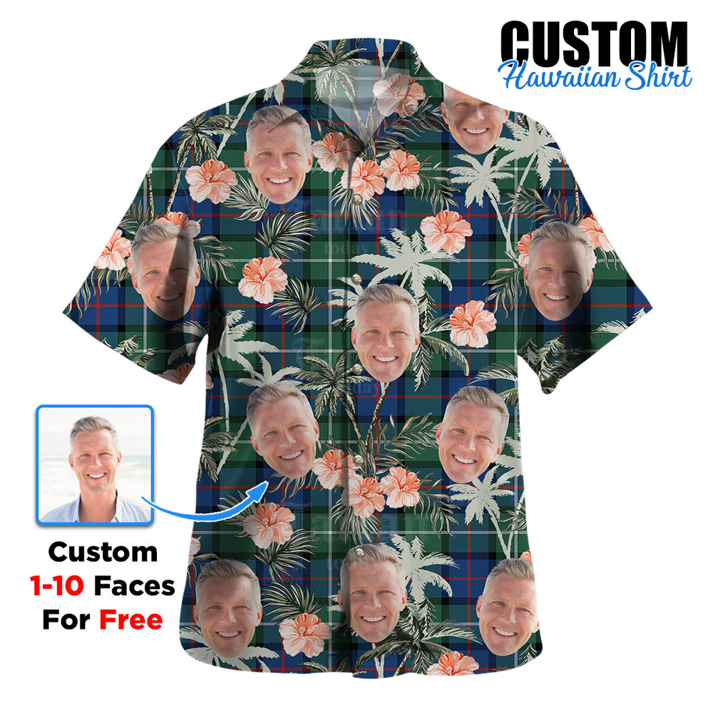 Clan Davidson of Tulloch Tartan Custom Face Hawaiian Shirt – Unisex Gift for Family Members, Summer Party KF12 Davidson of Tulloch Tartan Tartan Hawaii Shirt