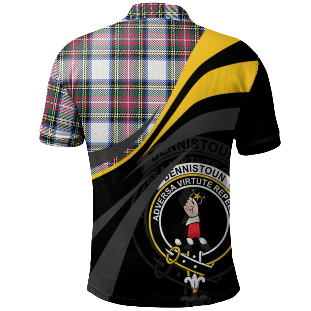 Clan Dennistoun Tartan Polo Shirt - Royal Coat Of Arms Style CW62 Dennistoun Tartan Tartan Polo