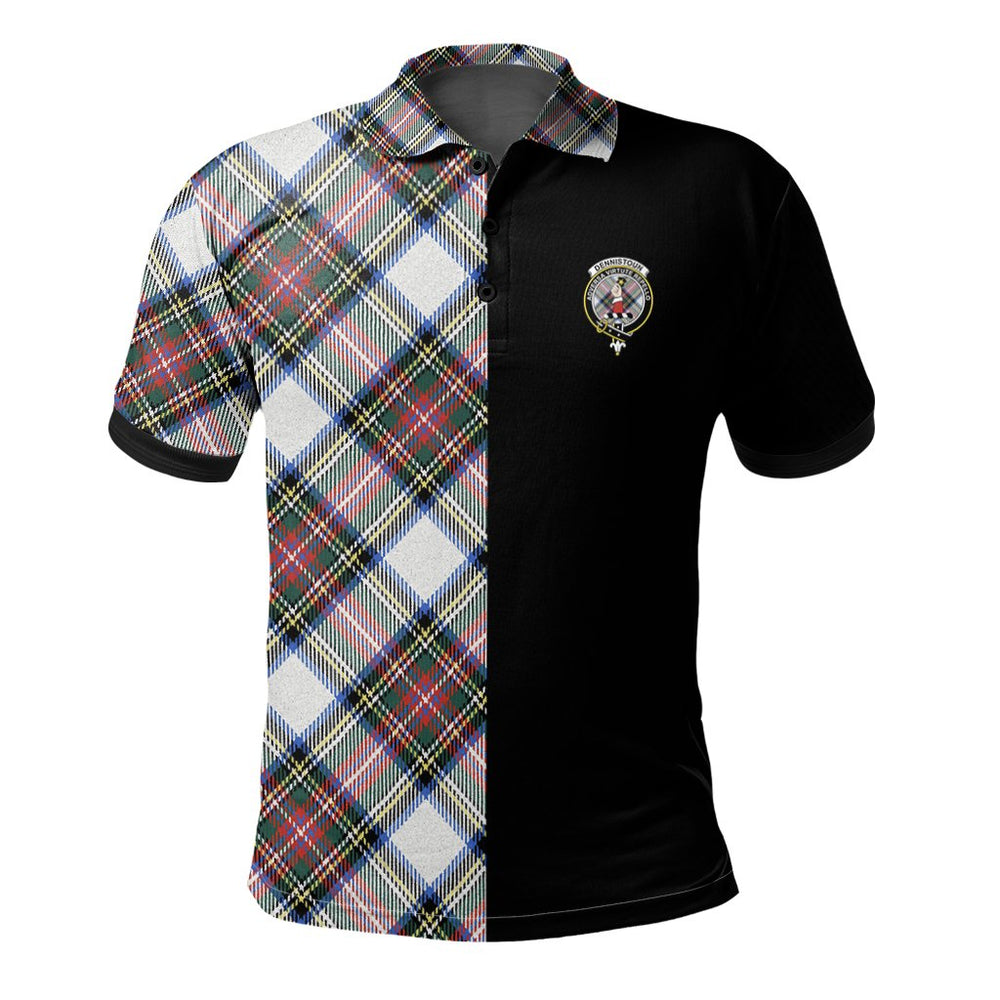 Clan Dennistoun Tartan Polo Shirt Half of Me - Cross Style JM55 Dennistoun Tartan Tartan Polo