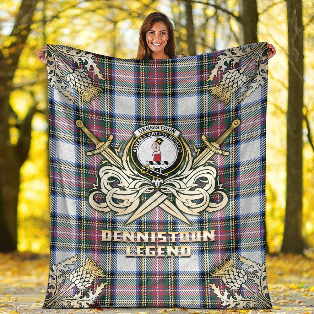 Clan Dennistoun Tartan Gold Courage Symbol Blanket WD96 Clan Dennistoun Tartan Today