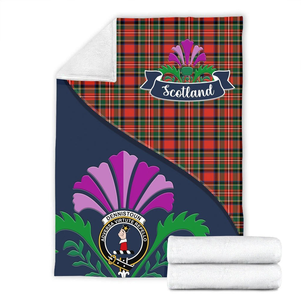 Clan Dennistoun Tartan Crest Premium Blanket Thistle Style LZ73 Clan Dennistoun Tartan Today