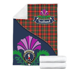 Clan Dennistoun Tartan Crest Premium Blanket Thistle Style LZ73 Clan Dennistoun Tartan Today