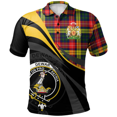 Clan Dewar Tartan Polo Shirt - Royal Coat Of Arms Style