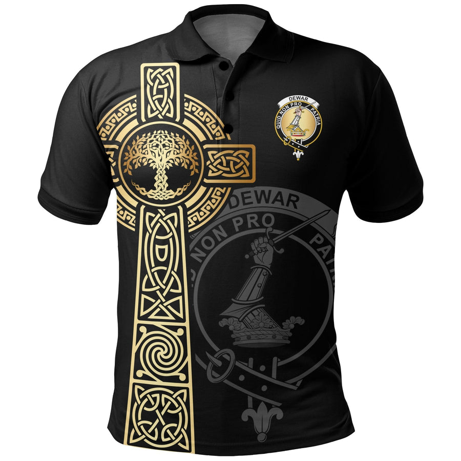 Clan Dewar Clan Unisex Polo Shirt - Celtic Tree Of Life PE34 Dewar Tartan Tartan Polo