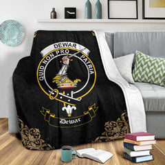 Clan Dewar Crest Tartan Premium Blanket Black PA39 Clan Dewar Tartan Today