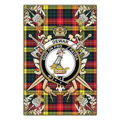 Clan Dewar Tartan Crest Black Garden Flag - Gold Thistle YJ22 Clan Dewar Tartan Today
