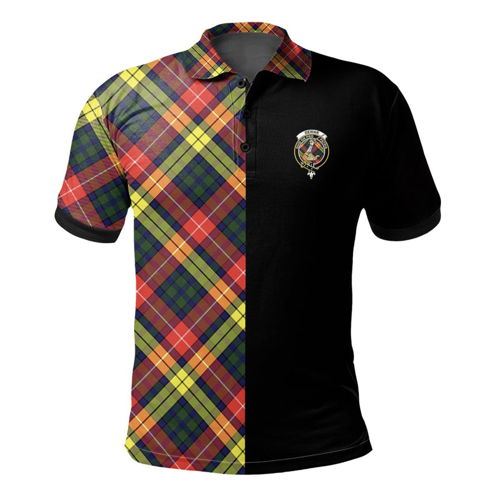 Clan Dewar Tartan Polo Shirt Half of Me - Cross Style JQ52 Dewar Tartan Tartan Polo
