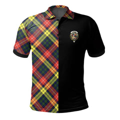 Clan Dewar Tartan Polo Shirt Half of Me - Cross Style JQ52 Dewar Tartan Tartan Polo
