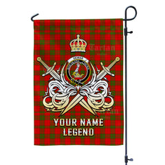 Custom Name Clan Dewar Tartan Garden Flag with Clan Crest and the Golden Sword of Courageous Legacy UR16