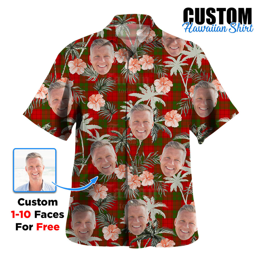 Clan Dewar Tartan Custom Face Hawaiian Shirt – Unisex Gift for Family Members, Summer Party XA16 Dewar Tartan Tartan Hawaii Shirt